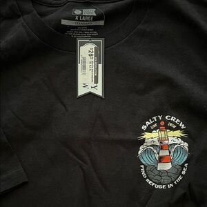 Salty Crew Black Tee with Lighthouse Graphic